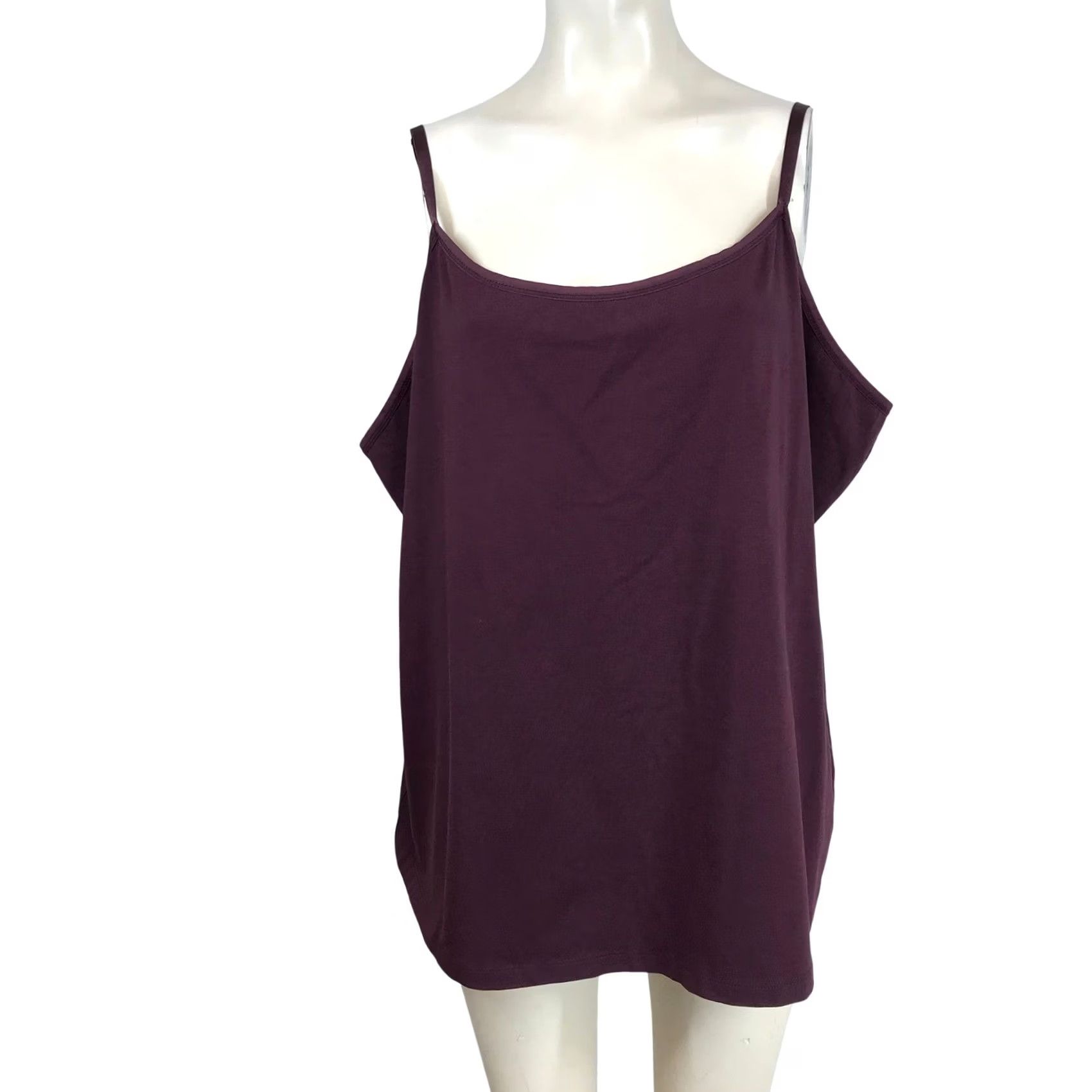 Vintage VINTAGE Lane Bryant The Cotton Cami Plum Purple Plus Size 26/28 Adjustable Straps Solid Tan? Size 4XL / US 24-26 - 2 Thumbnail