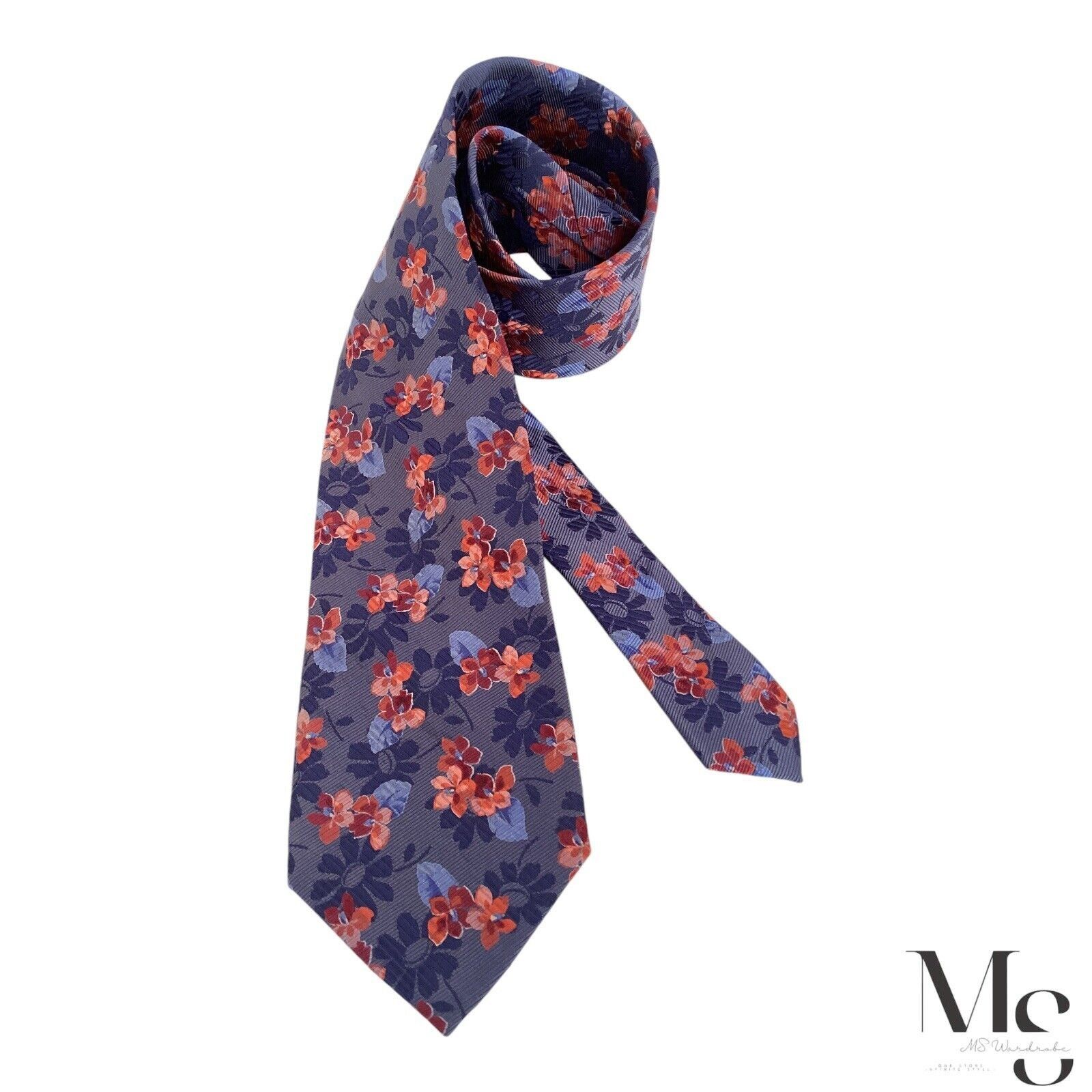 Ermenegildo Zegna ERMENEGILDO ZEGNA Purple & Orange Floral Silk Tie Italy Size ONE SIZE - 2 Thumbnail