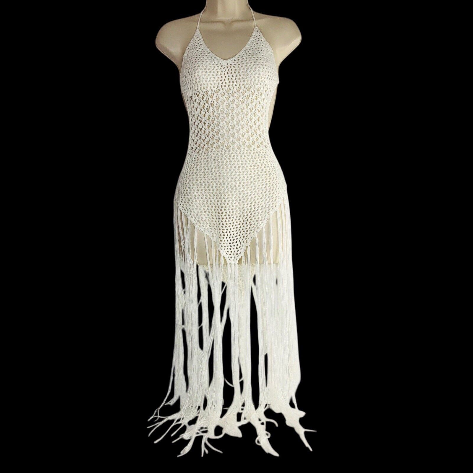 Forever 21 Forever 21 Crochet Midi Dress L Fringe Tassels cover Size L / US 10 / IT 46 - 1 Thumbnail