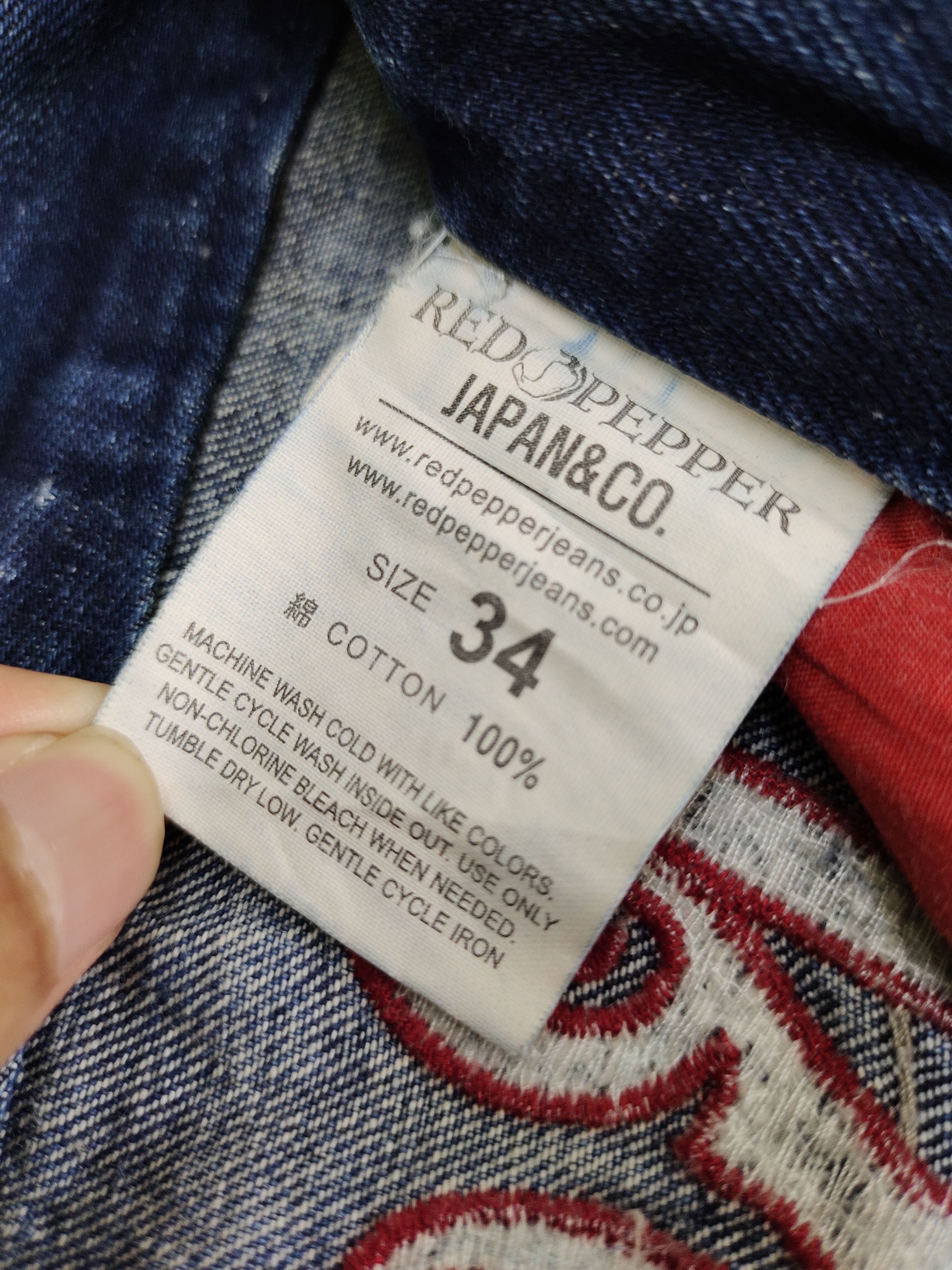 Vintage Red Pepper Wing & UK Flag Embroidered Denim Ed Hardy Y2k Size US 34 / EU 50 - 19 Thumbnail