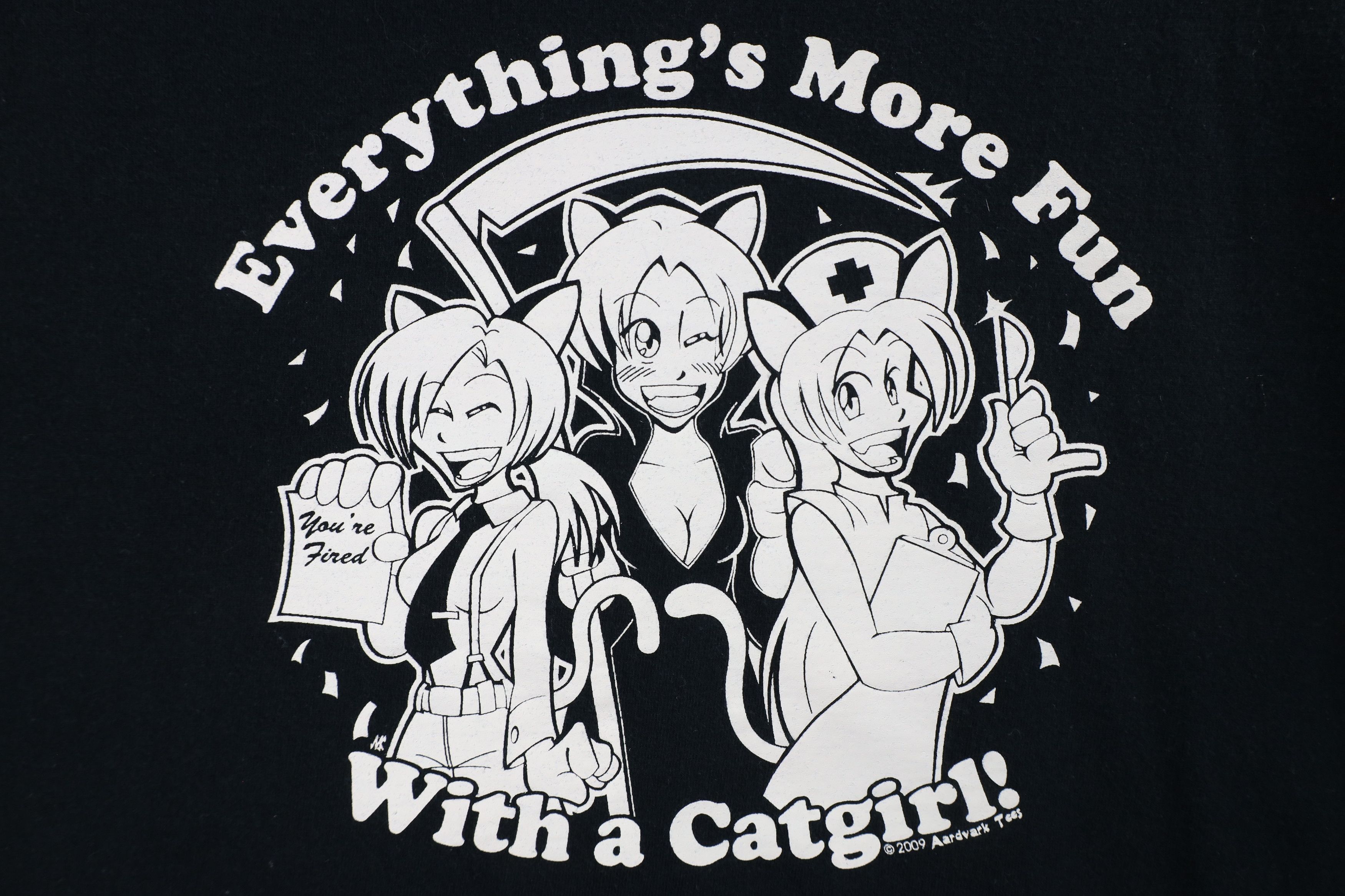 Vintage Vintage Y2K Streetwear Anime Catgirl Pinup T-Shirt Black Size US XL / EU 56 / 4 - 4 Thumbnail