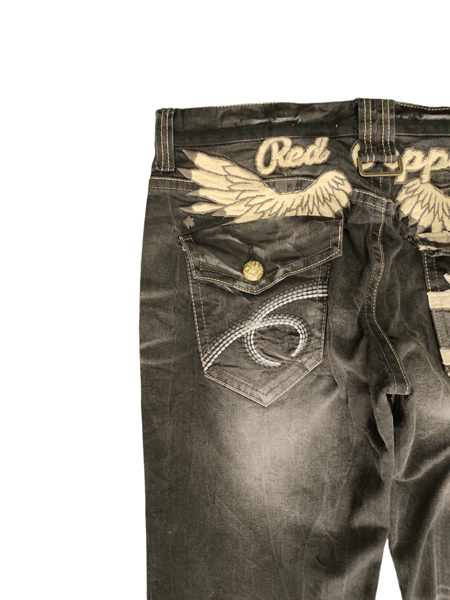 Vintage Red Pepper Wing & UK Flag Embroidered Denim Ed Hardy Y2k Size US 36 / EU 52 - 5 Thumbnail