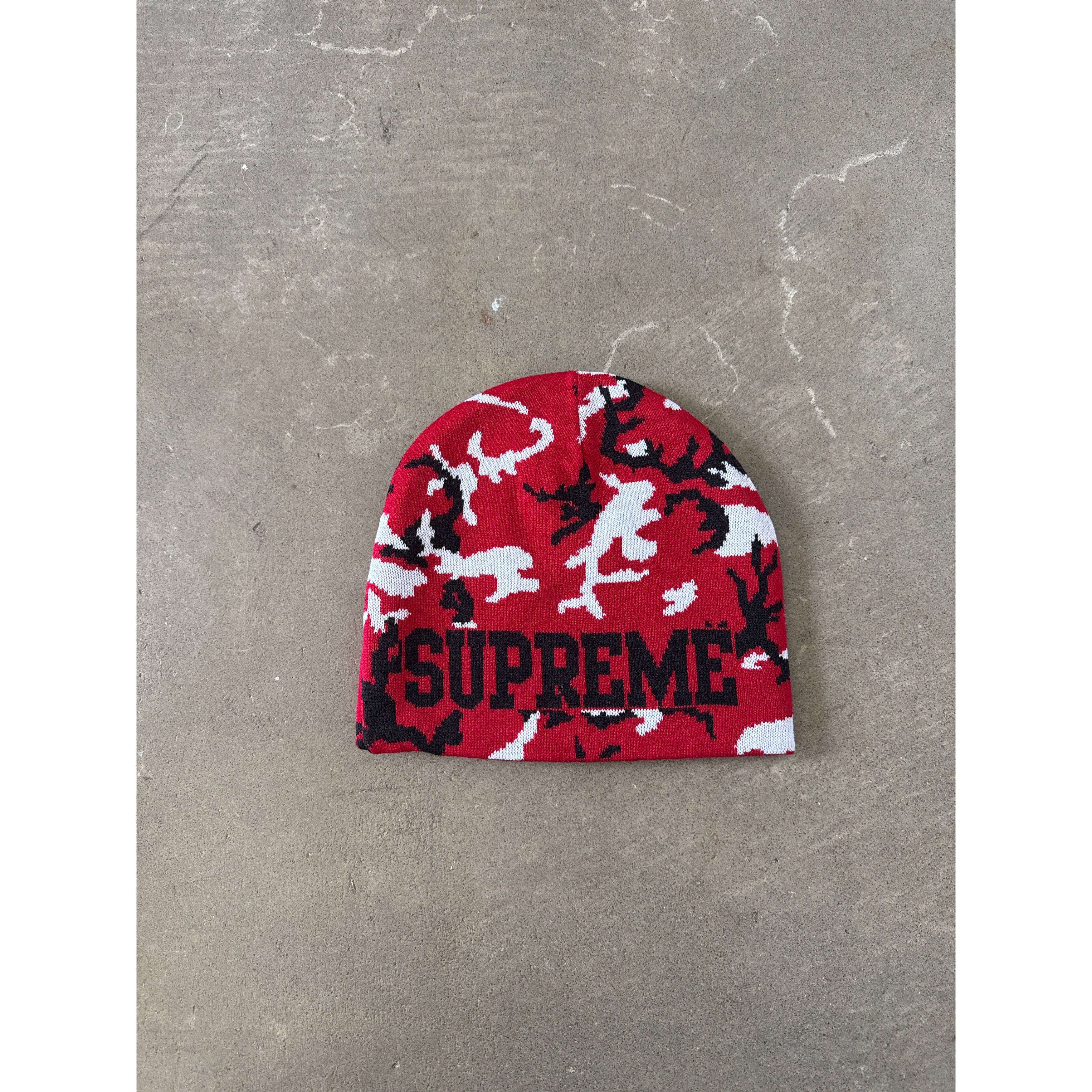 Supreme Supreme Reversible Camo Beanie Red | Grailed