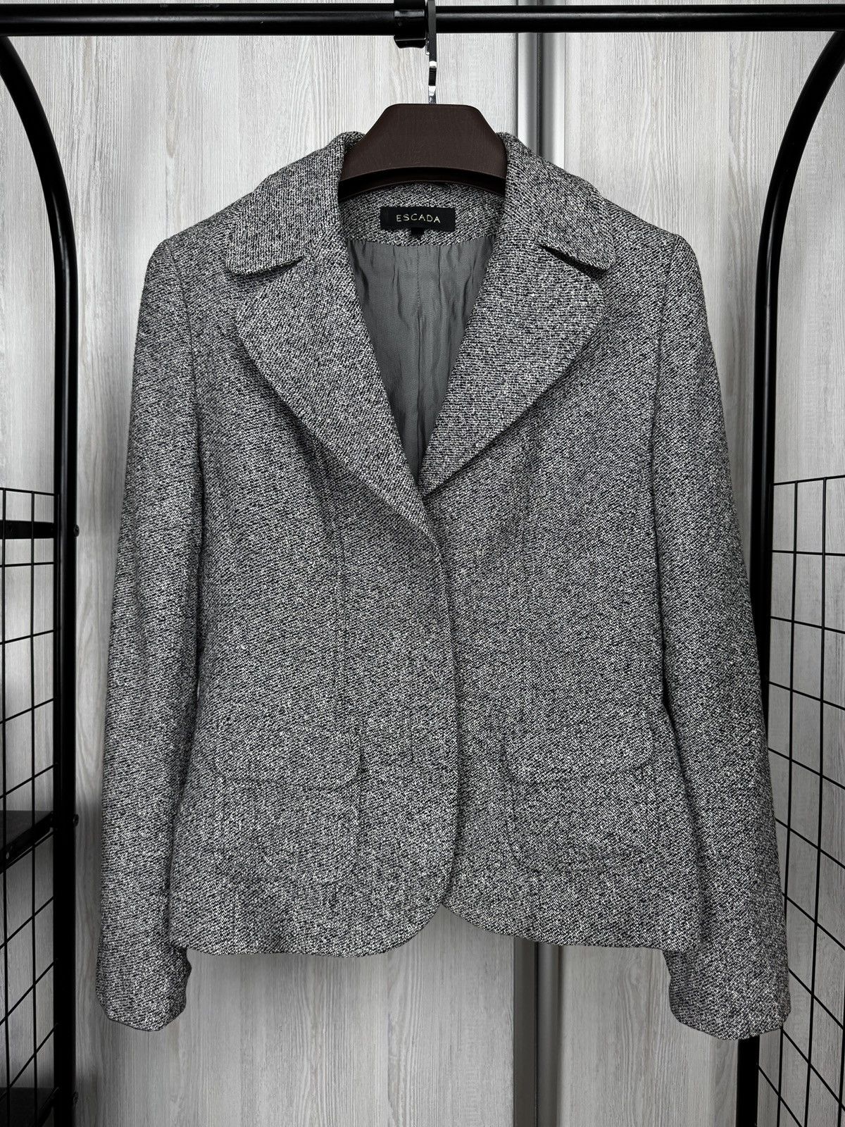 Escada Escada Silk Wool Cashmere grey blazer basic jacket Size M / US 6-8 / IT 42-44 - 2 Thumbnail