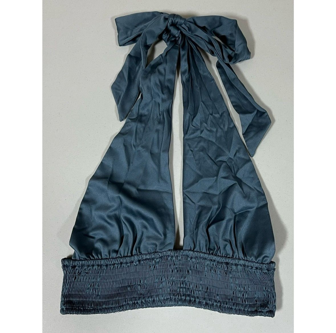 Free People Blue Periwinkle Satin Tie-Back Halter Crop Top Shirt Size S🦋 Size S / US 4 / IT 40 - 3 Thumbnail