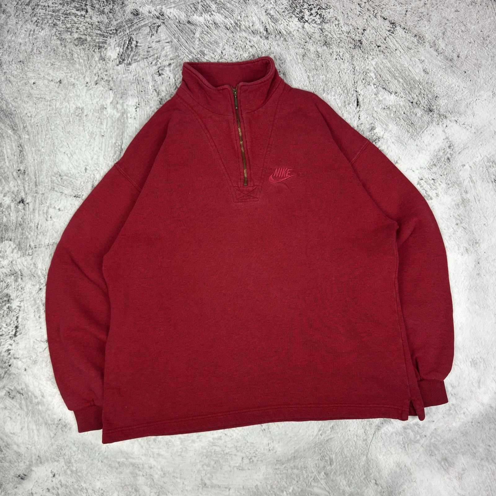 Nike Nike Men's Red Cotton Fleece Lined Quarter Zip Sweatshirt S Size US S / EU 44-46 / 1 - 1 Thumbnail
