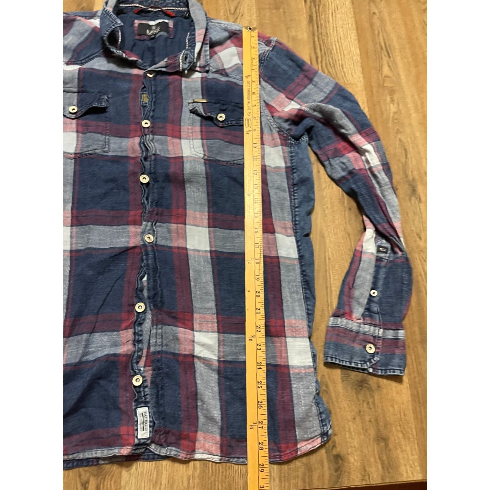 Buffalo David Bitton Buffalo by David Bitton Shirt Men XL Red Blue Plaid Button Up Long Sleeve Size US XL / EU 56 / 4 - 7 Thumbnail