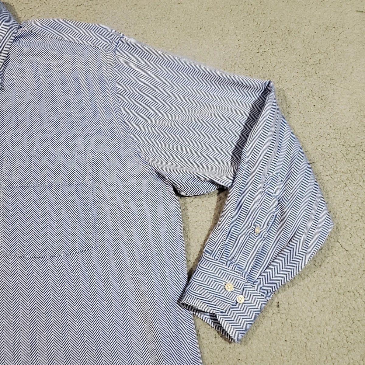 Paul Smith Paul Smith Mens Large Blue White Herringbone LS Dress Shirt Size US L / EU 52-54 / 3 - 5 Thumbnail