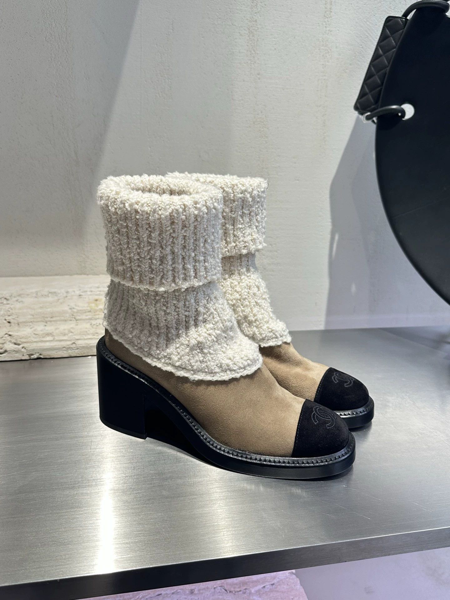 Chanel Chanel 99 New Camel Sock Boots 37.5 Heel Scratches Size US 7 / IT 37 - 2 Thumbnail