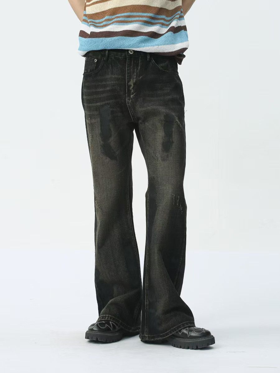 Japanese Brand × Jean High Street Scrap Style Aged Micro Flare Jeans Size US 33 - 2 Thumbnail