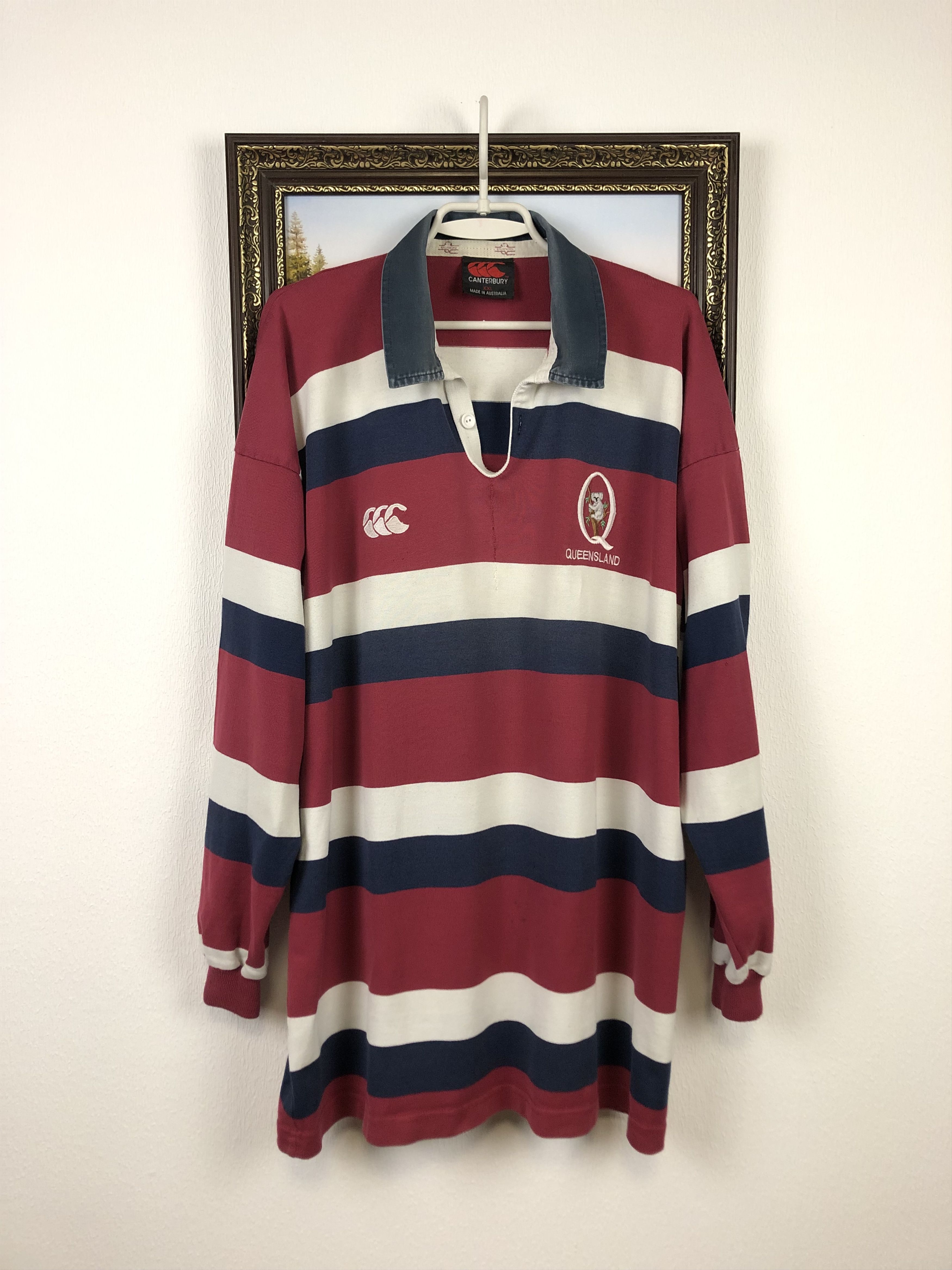 Image of Canterbury Of New Zealand Vintage Queensland Jersey Canterbury Shirt Long Sleeve Hype (Size 2XL)