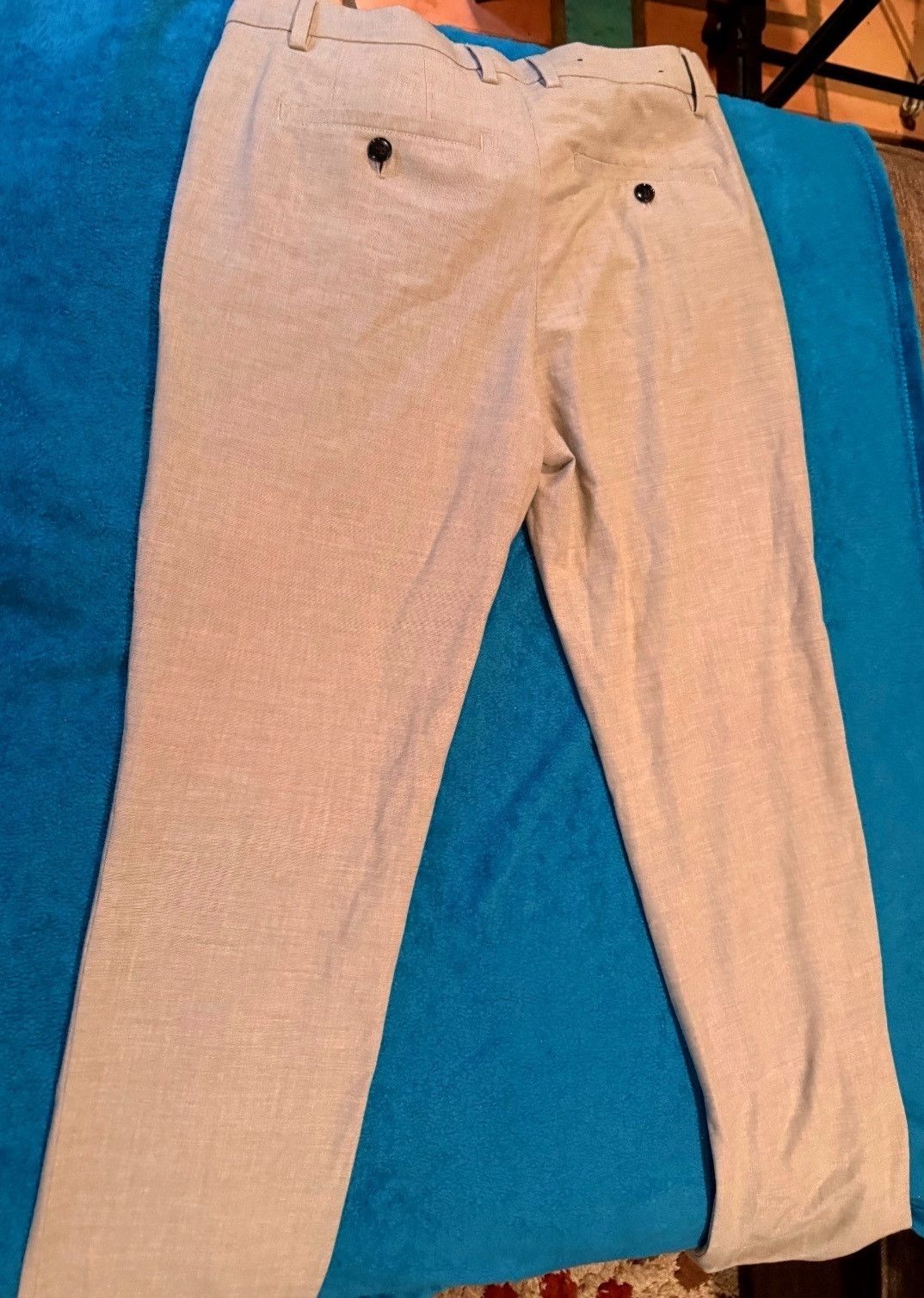 Beige Linen Blend Dress Pants Mens 29x32 Slim Fit, Men's — image 3 of 5