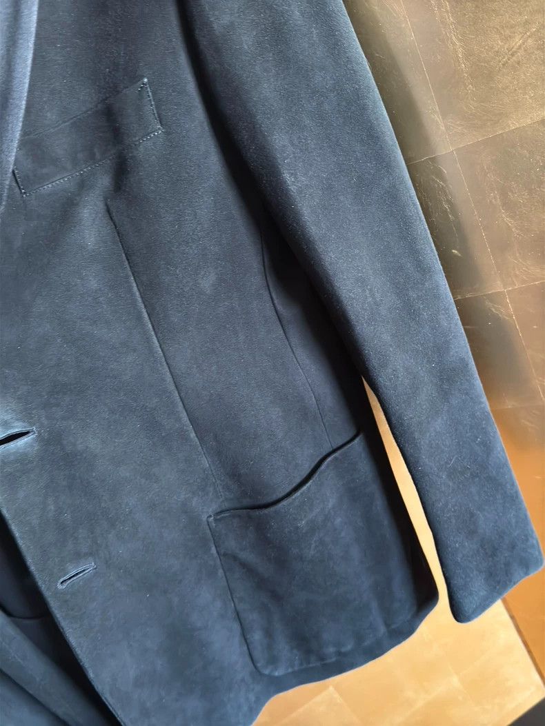 Yohji Yamamoto Yohji Yamamoto size os Suede paneled silk collar blazer Size 36R - 6 Thumbnail