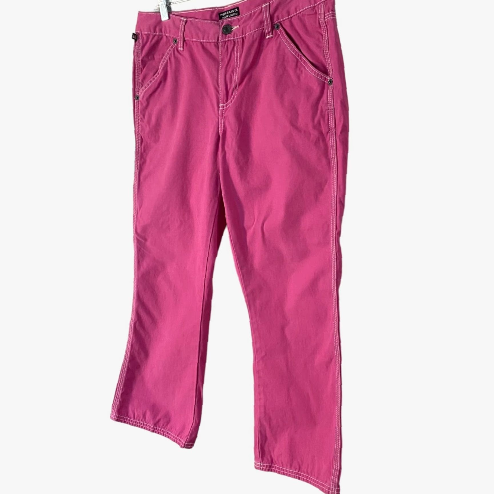 Ralph Lauren VINTAGE Y2K Ralph Lauren Cargo Carpenter Pants Womens 10 Pink Cropped Mid-Rise Straight Leg Size 32" / US 10 / IT 46 - 2 Thumbnail