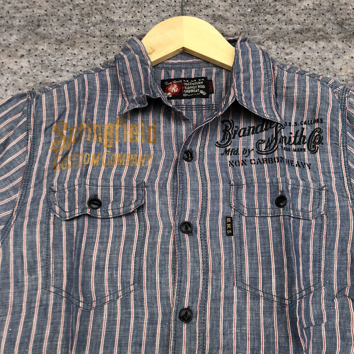 Japanese Brand × Vintage Vintage M.W.S Hot Rod Chambray Shirt Size US S / EU 44-46 / 1 - 4 Thumbnail