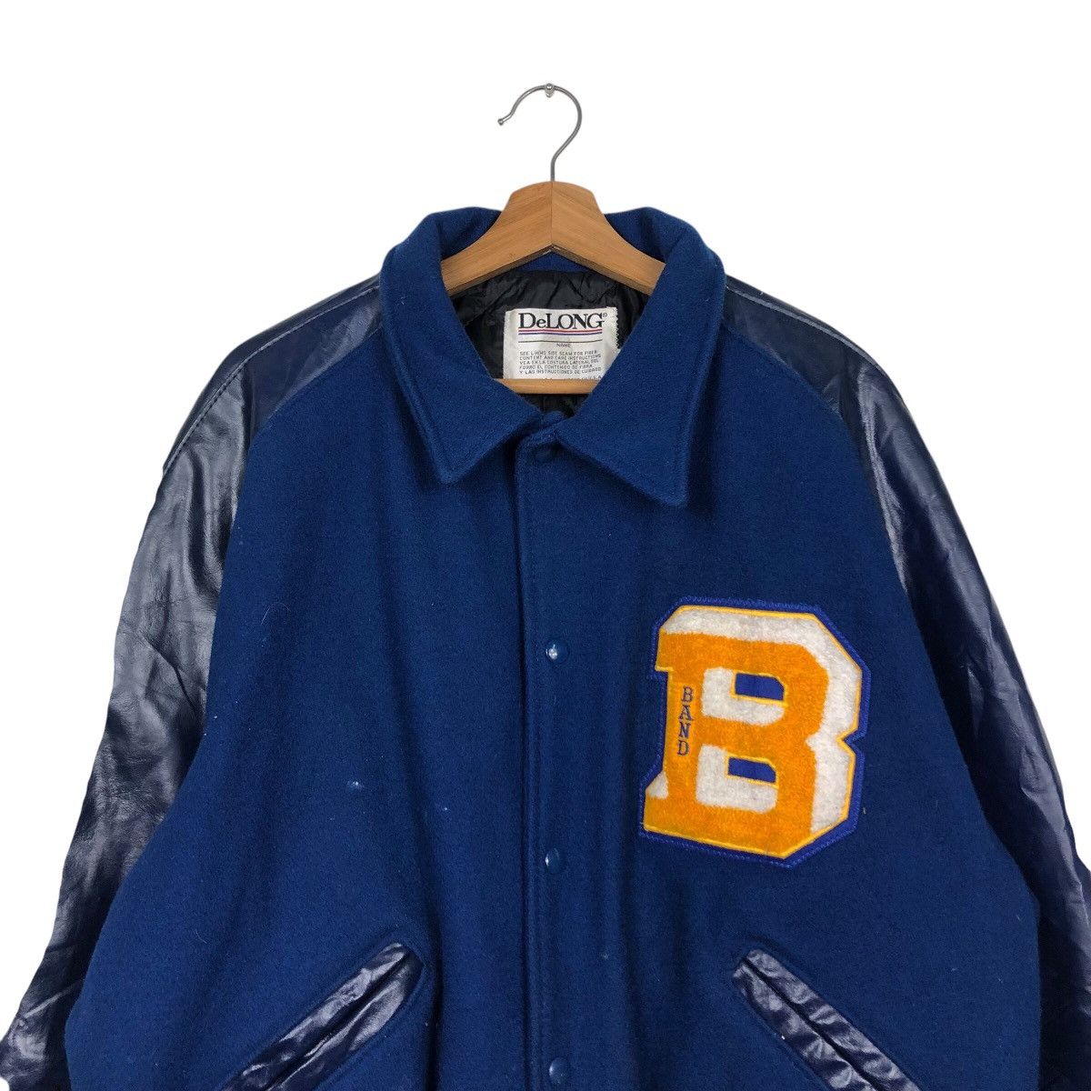Delong 📌Vintage Leather Varsity Jacket Delong Made in Usa Size US XL / EU 56 / 4 - 4 Thumbnail