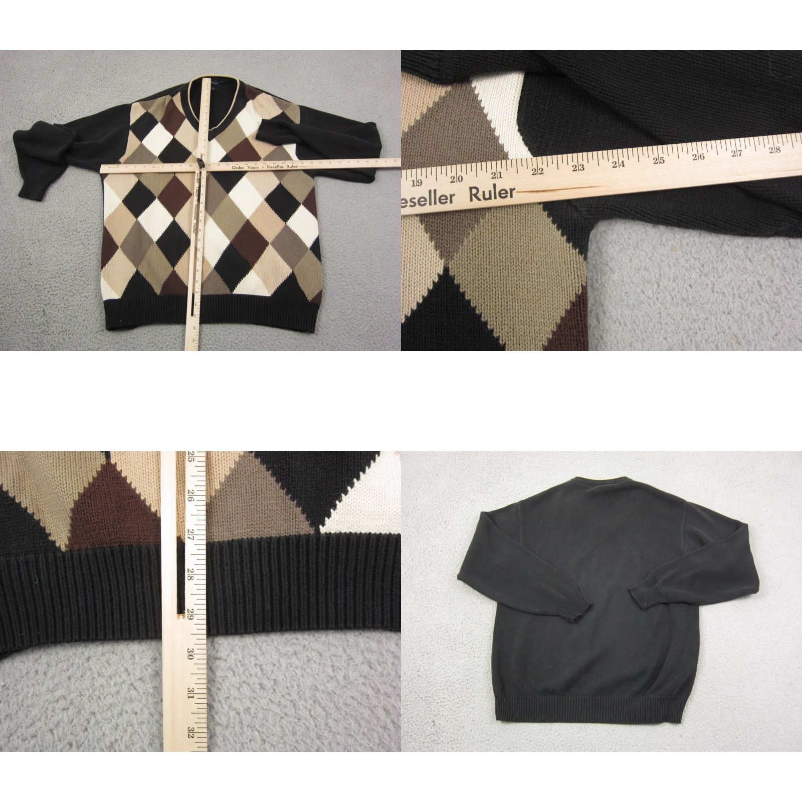 Cotton Traders VINTAGE Cotton Traders Sweater Mens L Brown Diamond Argyle Knit V-Neck 90s Size US L / EU 52-54 / 3 - 8 Thumbnail