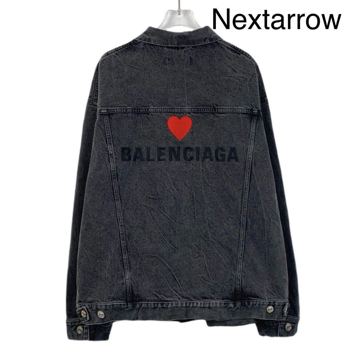Balenciaga Balenciaga Black Logo Love Embroidered Cotton Denim Jacket Size US S / EU 44-46 / 1 - 2 Thumbnail