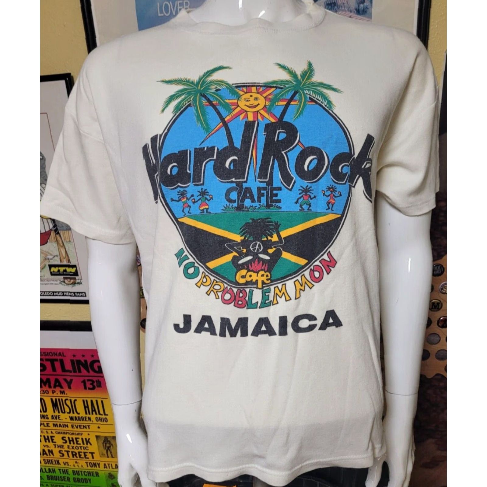 Hard Rock Cafe VINTAGE Hard Rock Cafe Jamaica T Shirt 2XL White Unisex Adults Short Sleeve Crew Neck Graphic Tee Men Women 80s 90s Crop Top Mon No Problem Mon Size US XXL / EU 58 / 5 - 2 Thumbnail