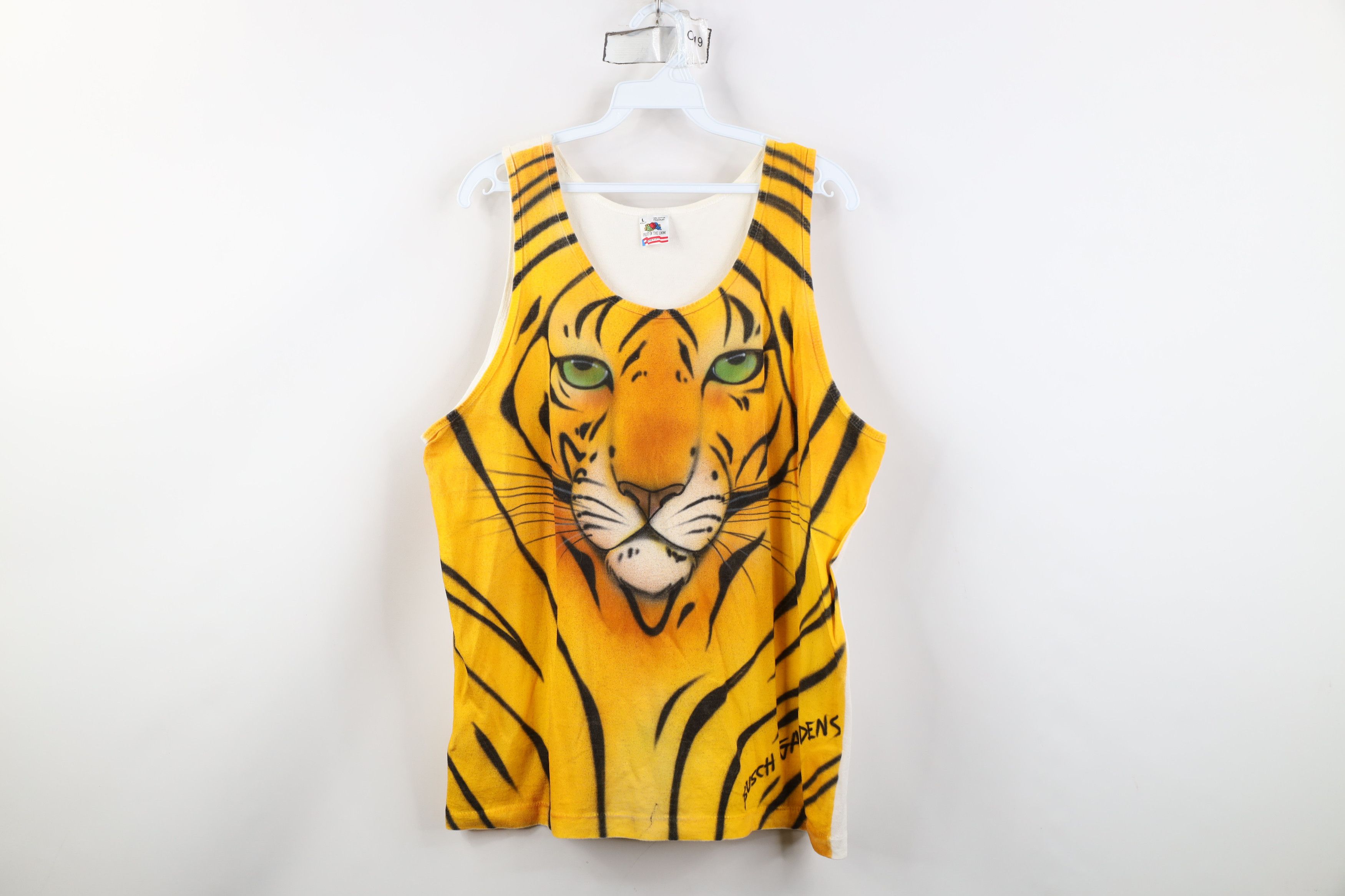 Vintage Vintage 90s Air Brushed Tiger Busch Gardens Tank Top T-Shirt Size US L / EU 52-54 / 3 - 1 Thumbnail