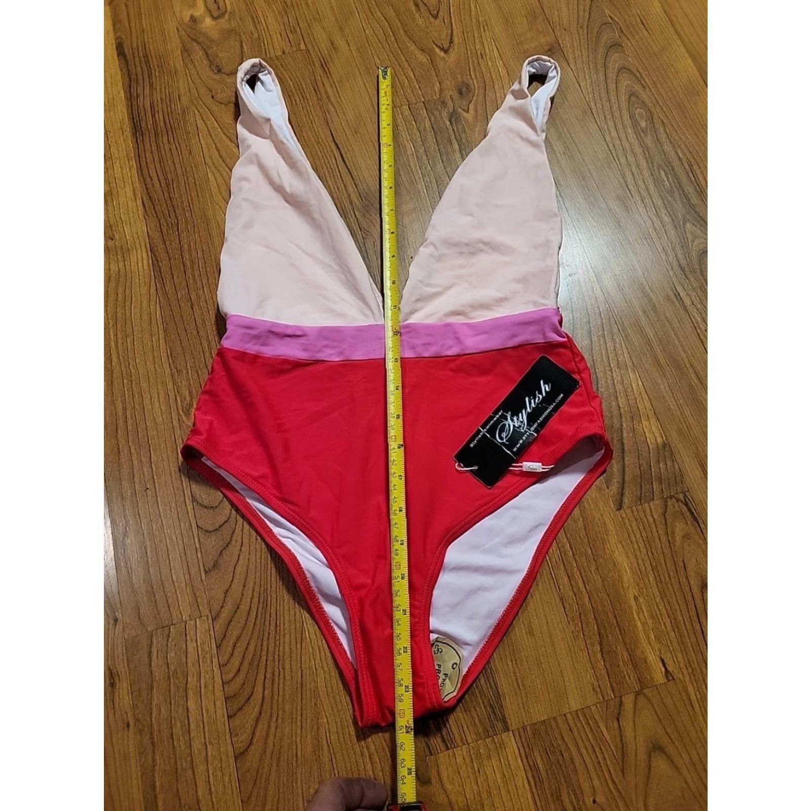 Vintage Stylish One Piece Swimsuit Women S Pink Red Skin Tone Nylon Spandex 82% 18% Beachwear Size ONE SIZE - 3 Thumbnail