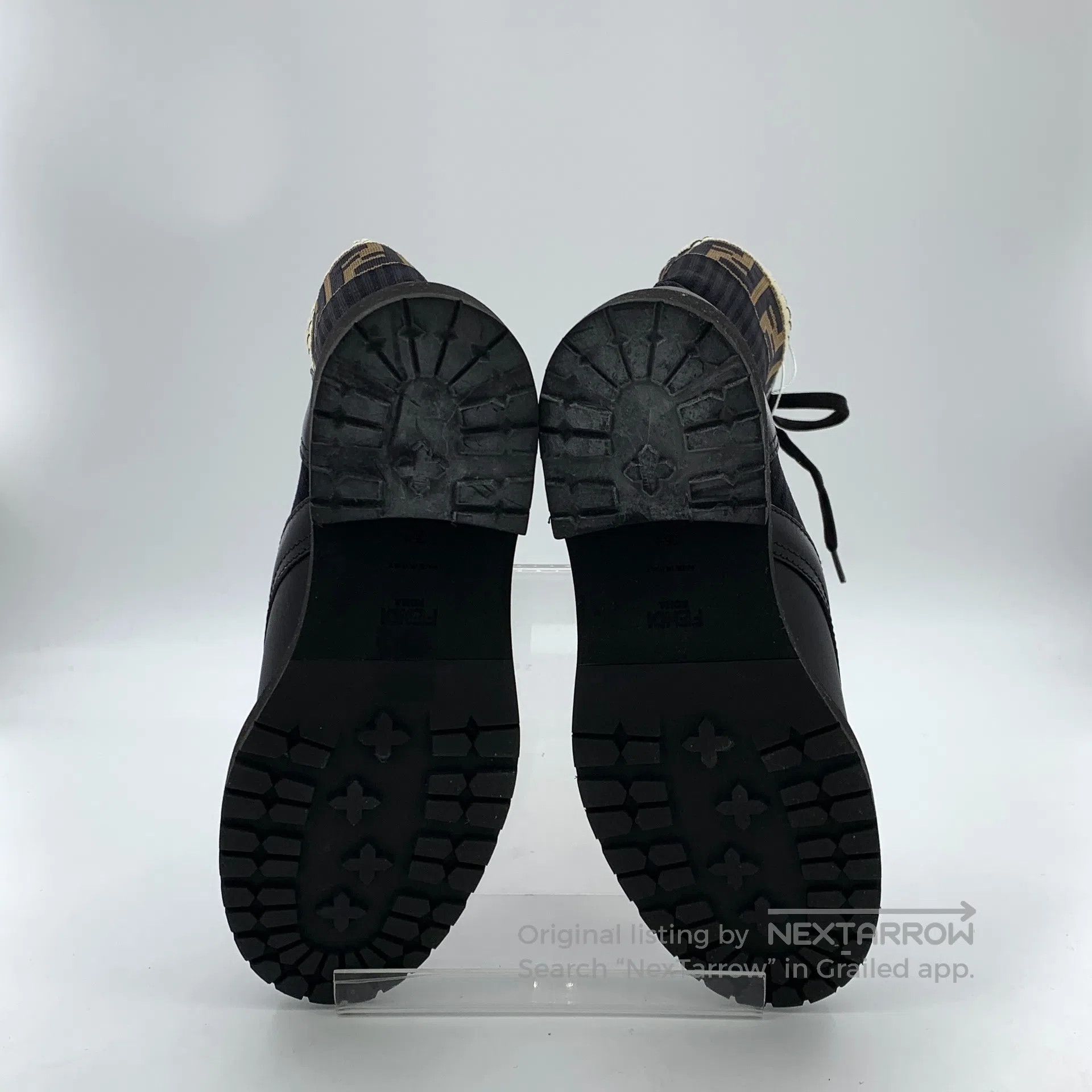 Fendi FENDI Black double F knit detail lace-up casual flat ankle Size US 5 / IT 35 - 5 Thumbnail