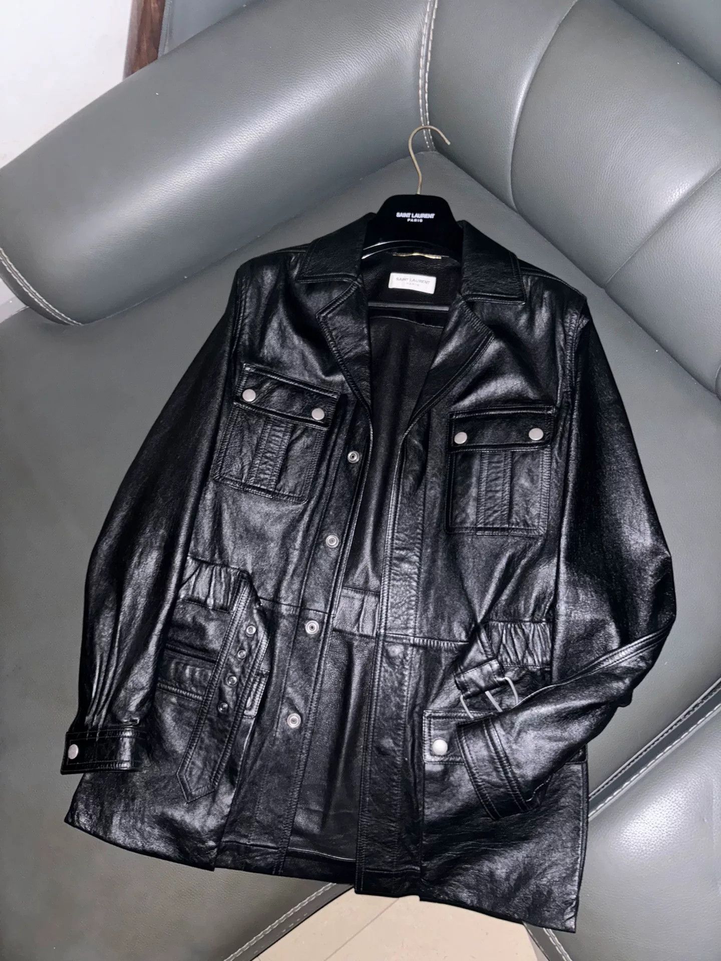 Saint Laurent Paris saint laurent black leather utility jacket Size US M / EU 48-50 / 2 - 1 Thumbnail