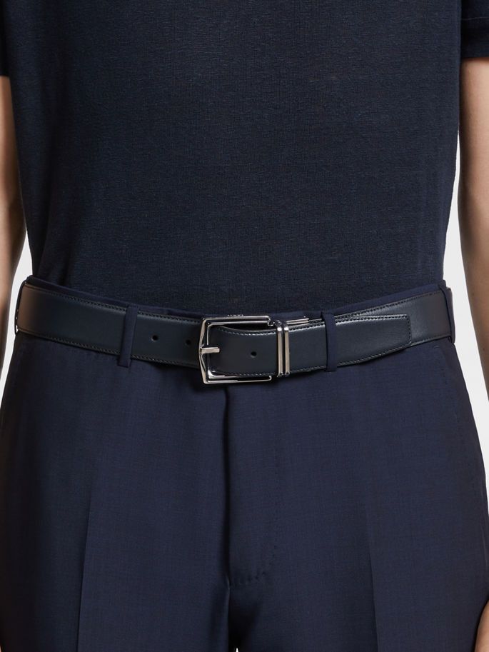 Ermenegildo Zegna o1s1rm0425 RLHVIC Size: 90 / Belt in Navy Blue Size 36 - 3 Thumbnail