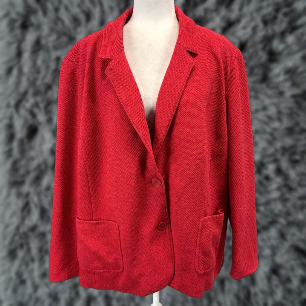 Talbots Talbots Blazer 26W Plus Red Womens Classic Textured Lined Career Size 4XL / US 24-26 - 1 Thumbnail