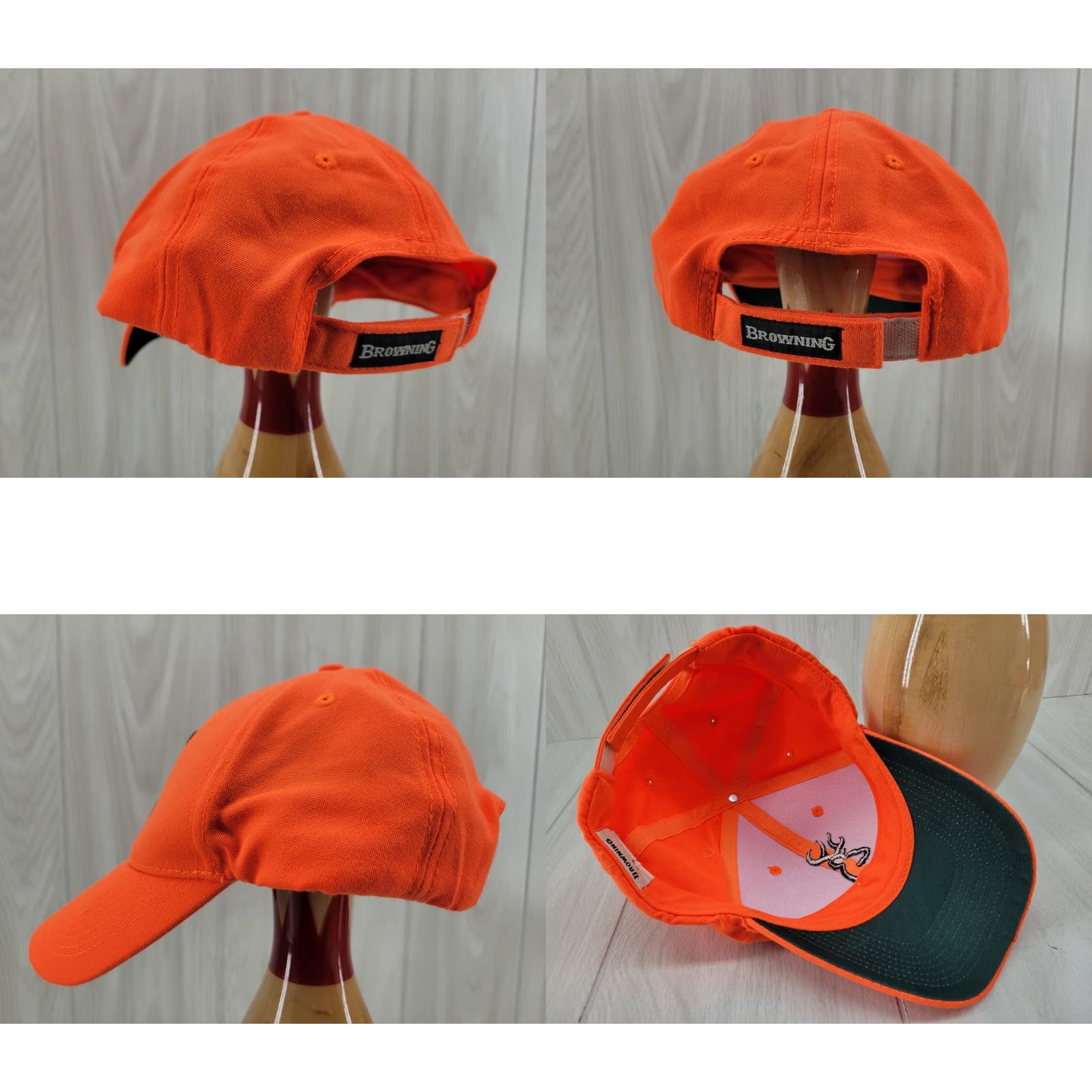 Vintage Browning Blaze Orange Hat w/ Black 3-D Embroidered Logo Adjustable Baseball Cap Unisex Adults One Size Orange Hunting Classic Style Mens/Womens Size 44L - 8 Thumbnail