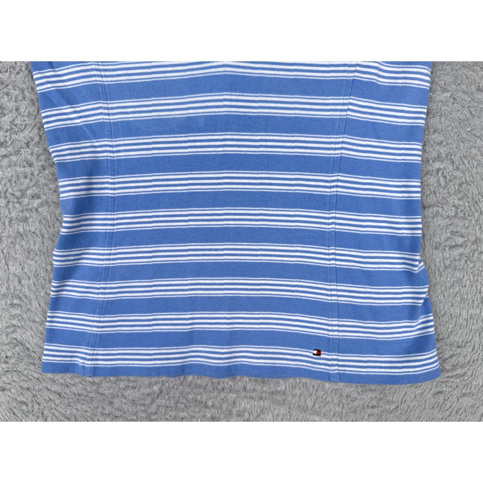 Tommy Hilfiger Tommy Hilfiger Polo Shirt Juniors Medium Blue Stripe Cotton Blend Short Sleeve Size M / US 6-8 / IT 42-44 - 5 Thumbnail