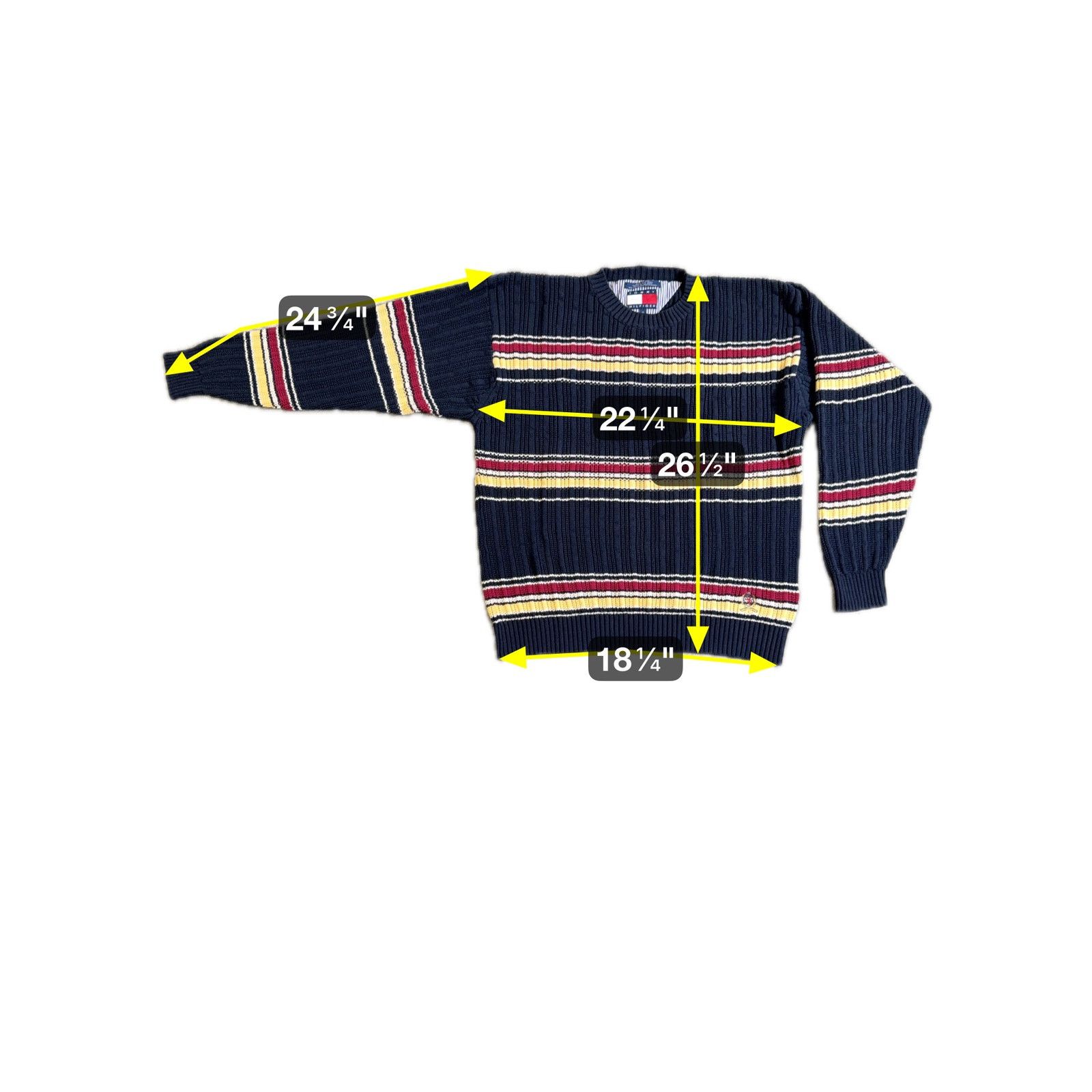Tommy Hilfiger Vtg Tommy Hilfiger Crest Knit Sweater Navy Striped 90s Sz M Size US M / EU 48-50 / 2 - 5 Thumbnail