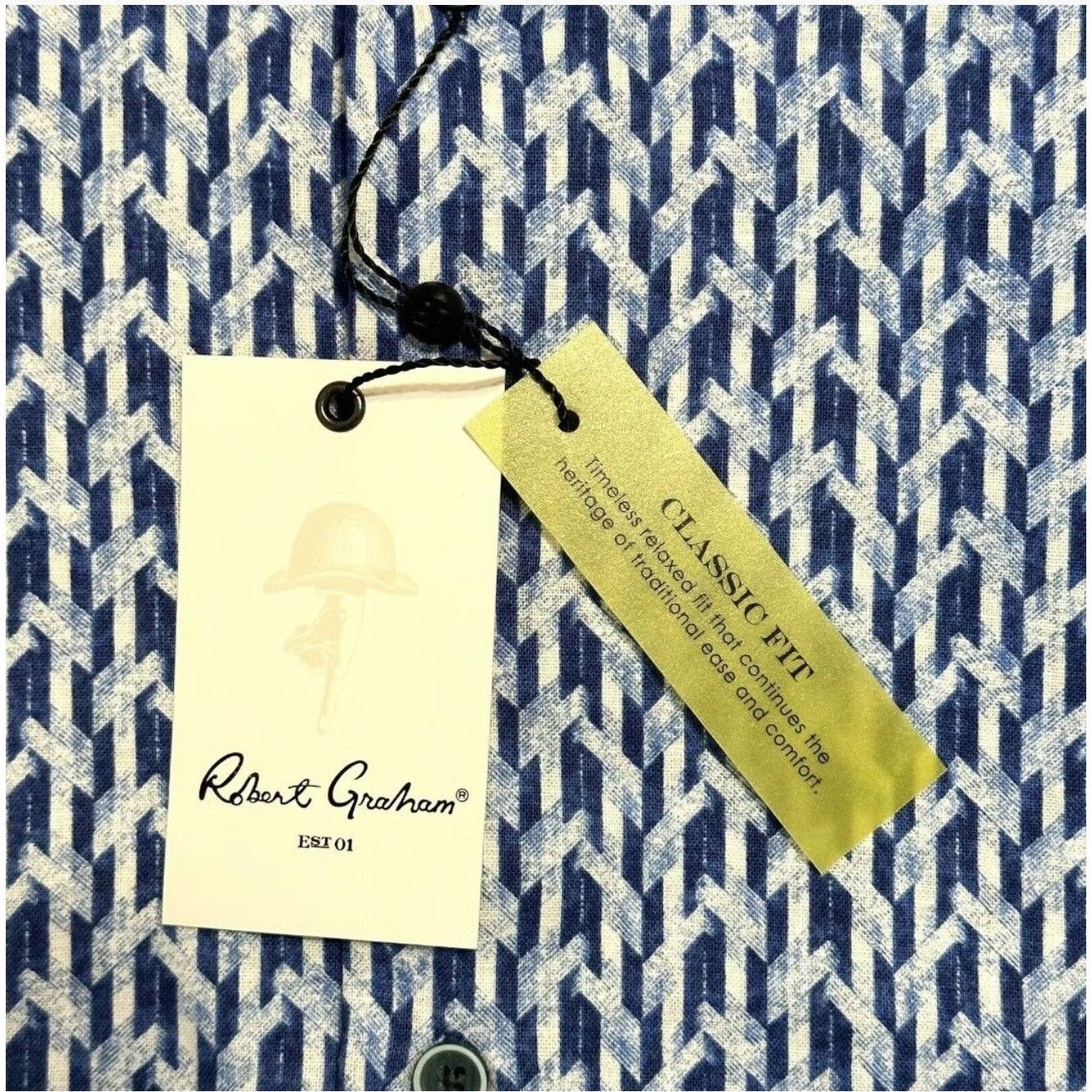 Robert Graham Robert Graham Tulsa Geo Blue White Long Sleeve Button Down S Size US S / EU 44-46 / 1 - 6 Thumbnail