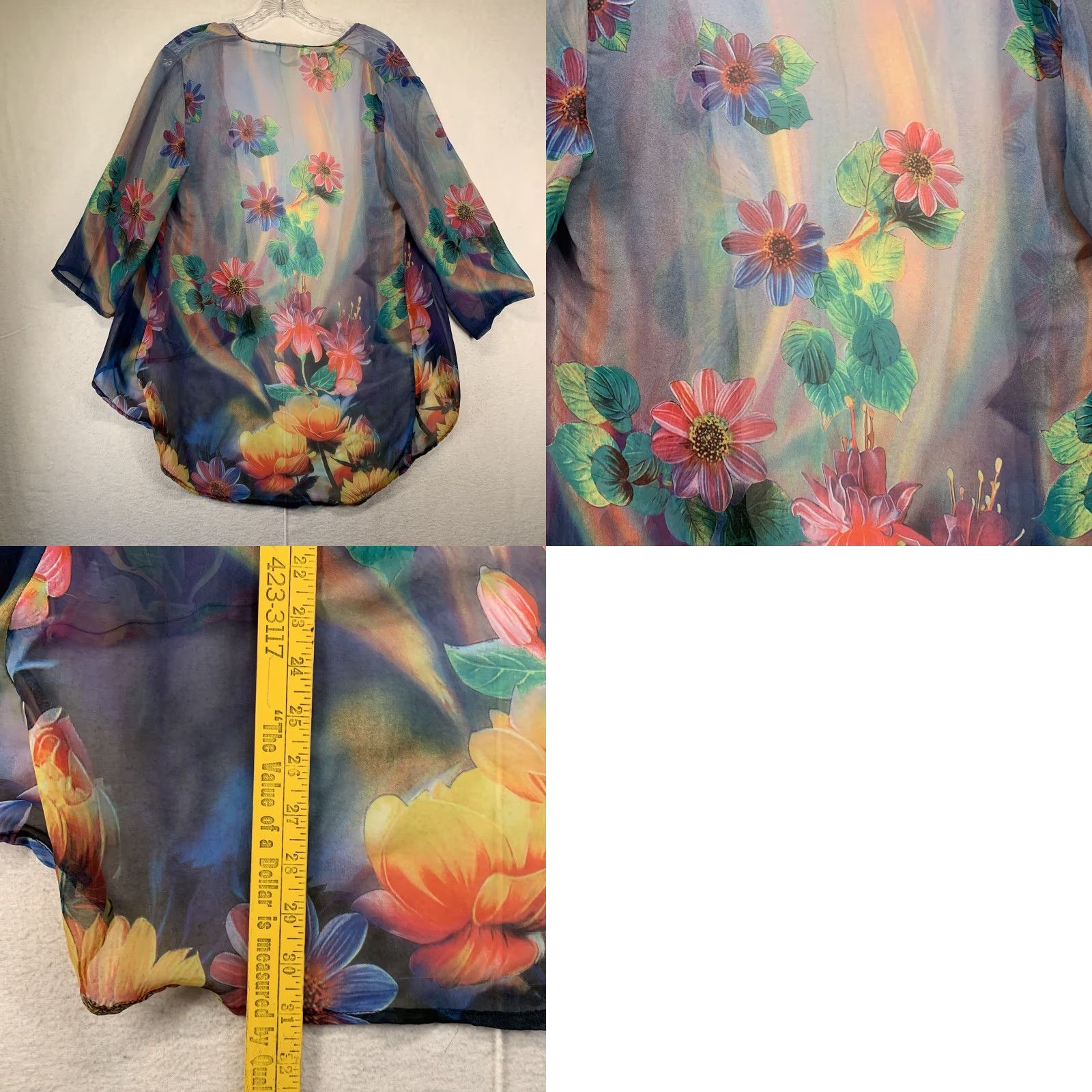 Vintage Vintage All Hours Gown Nightgown Lingerie Sheer Floral Made In USA Size S / US 4 / IT 40 - 8 Thumbnail