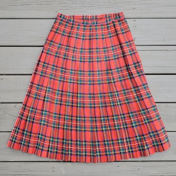 Designer × Vintage Vintage 90s y2k School Girl Wool Kilt Tartan Plaid Skirt Size 27" / US 4 / IT 40 - 2 Thumbnail