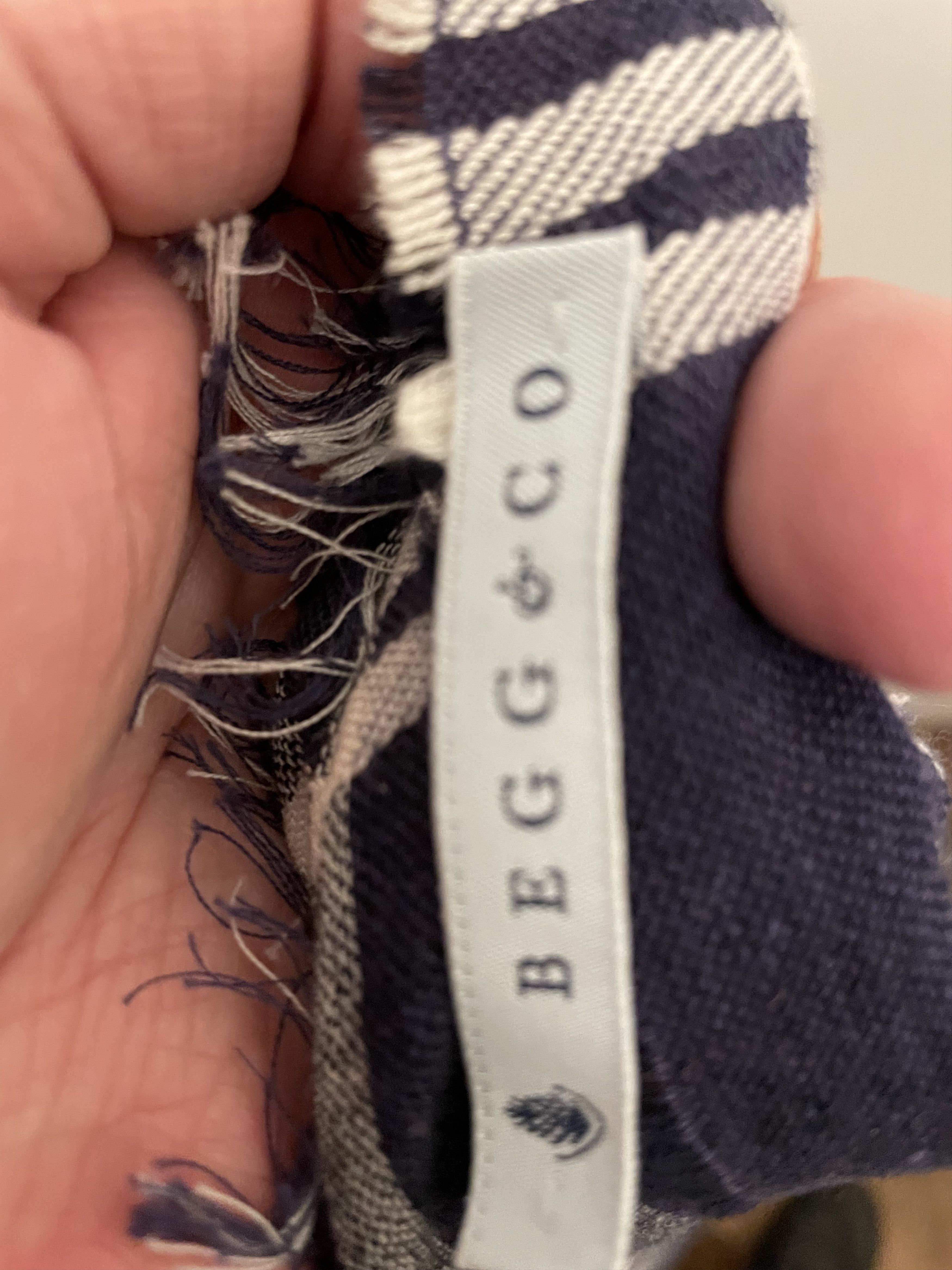 Begg x Co blue white cotton linen silk scarf Size 40 - 2 Thumbnail