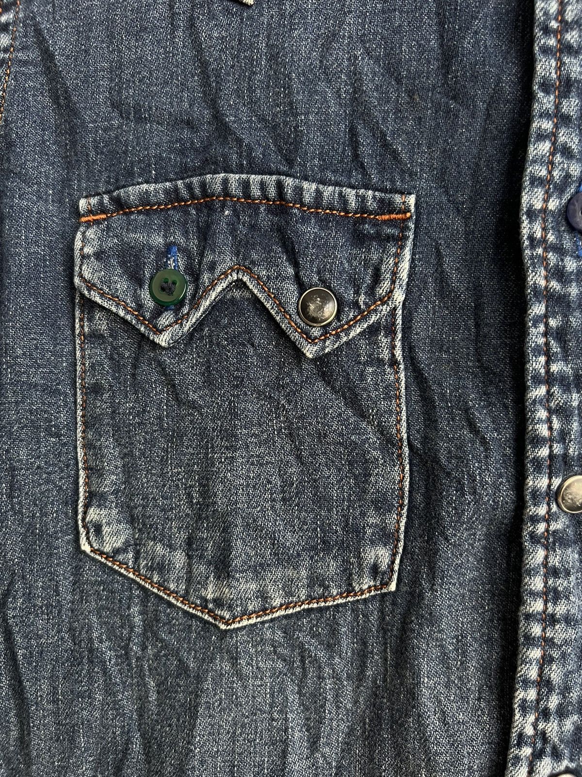 45rpm Blue Blue Western Shirt Sawtooth Pocket Turquoise Indigo Size US M / EU 48-50 / 2 - 9 Thumbnail