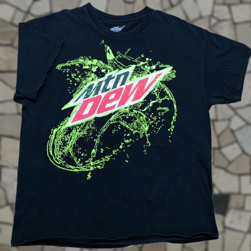 Vintage Mountain Dew T Shirt Mens XL Black Textured Graphic 2014 Retro USA 90s Shirt Mens XLT-2020ref Size US XL / EU 56 / 4 - 1 Thumbnail