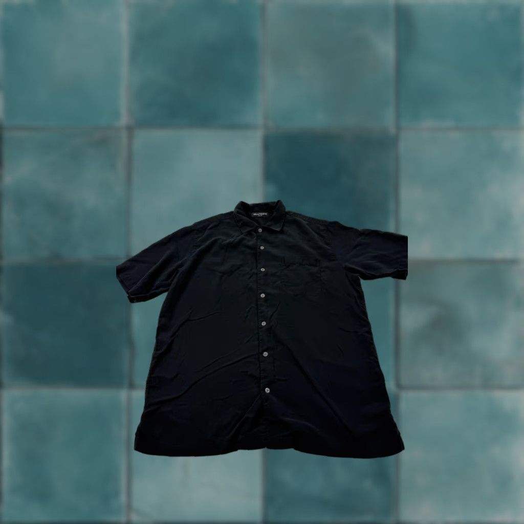 Vintage VINTAGE Brandini Shirt Mens Large Black Pure Silk Short Sleeve Button Front Casual Top Size US L / EU 52-54 / 3 - 1 Thumbnail