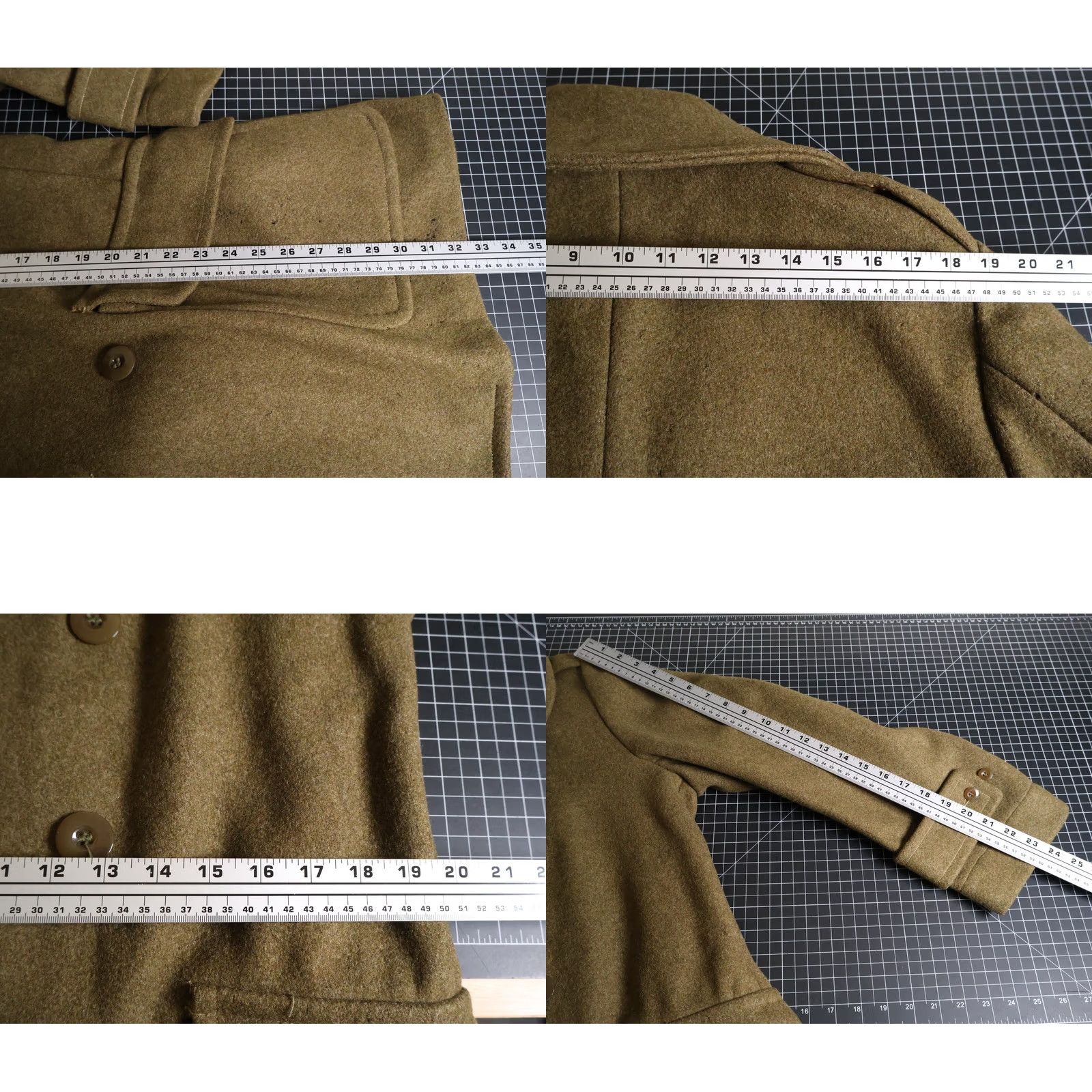 Vintage VTG US Army Melton Wool Pea Coat Men's M Medium Green Military (Moth Damage) Coat Size US M / EU 48-50 / 2 - 9 Thumbnail