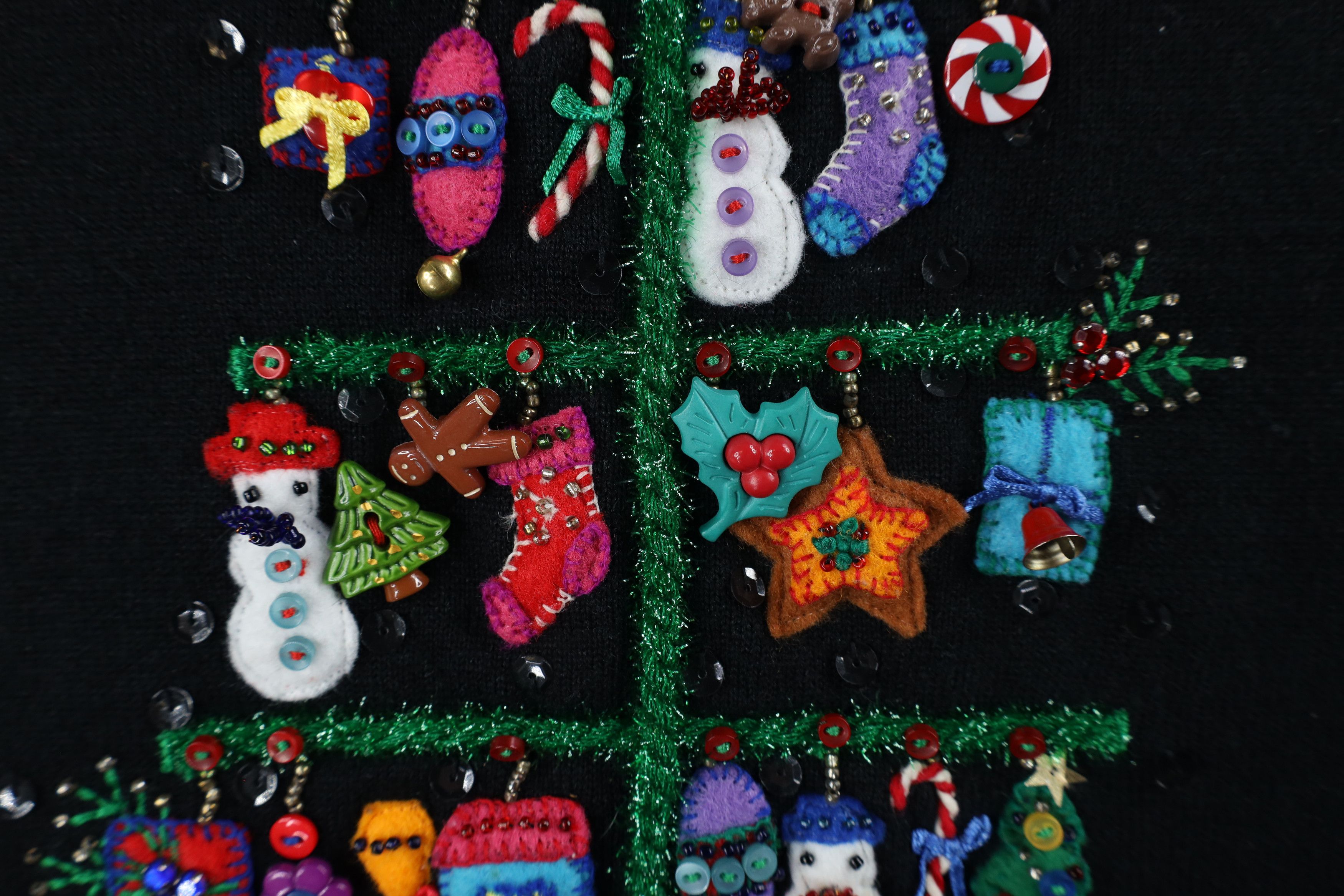 Vintage Vintage 90s Streetwear Tree Ornament Knit Sweater Black Size 3XL / US 20-22 - 6 Thumbnail