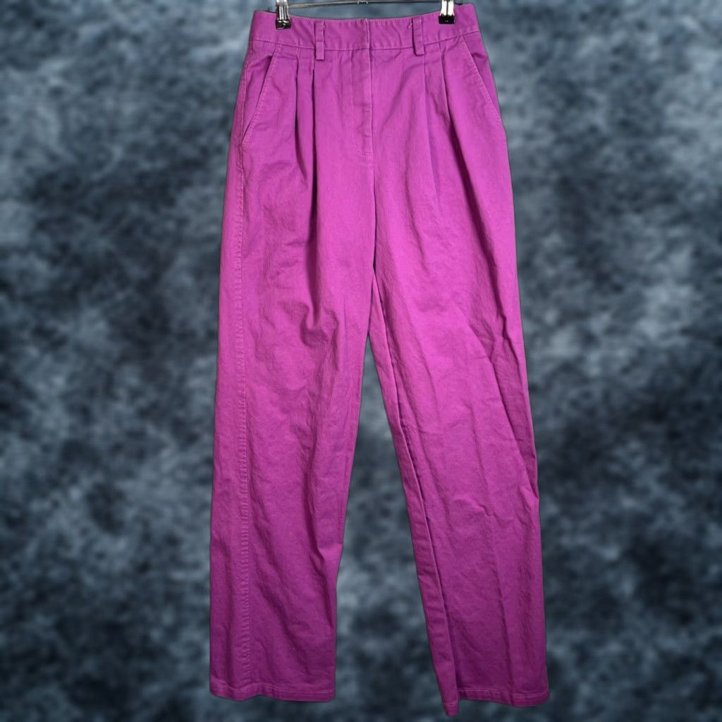 Vintage Aknvas Womens Size 6 Purple High-Waisted Pleated Cotton Blend Trousers Pants Size 28" / US 6 / IT 42 - 1 Thumbnail