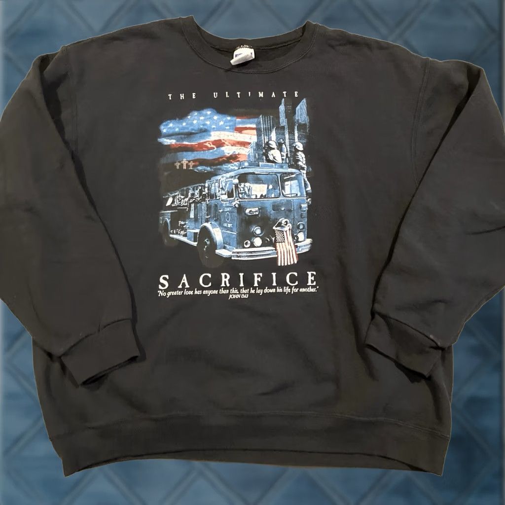 Jerzees VINTAGE Jerzees THE ULTIMATE SACRIFICE 9/11 Memorial Sweatshirt XL Men Size US XL / EU 56 / 4 - 1 Thumbnail