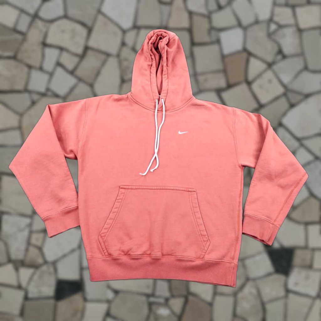 Nike Hoodie Mens Small Red Solo Swoosh Fleece Pullover Sweatshirt Heavyweight