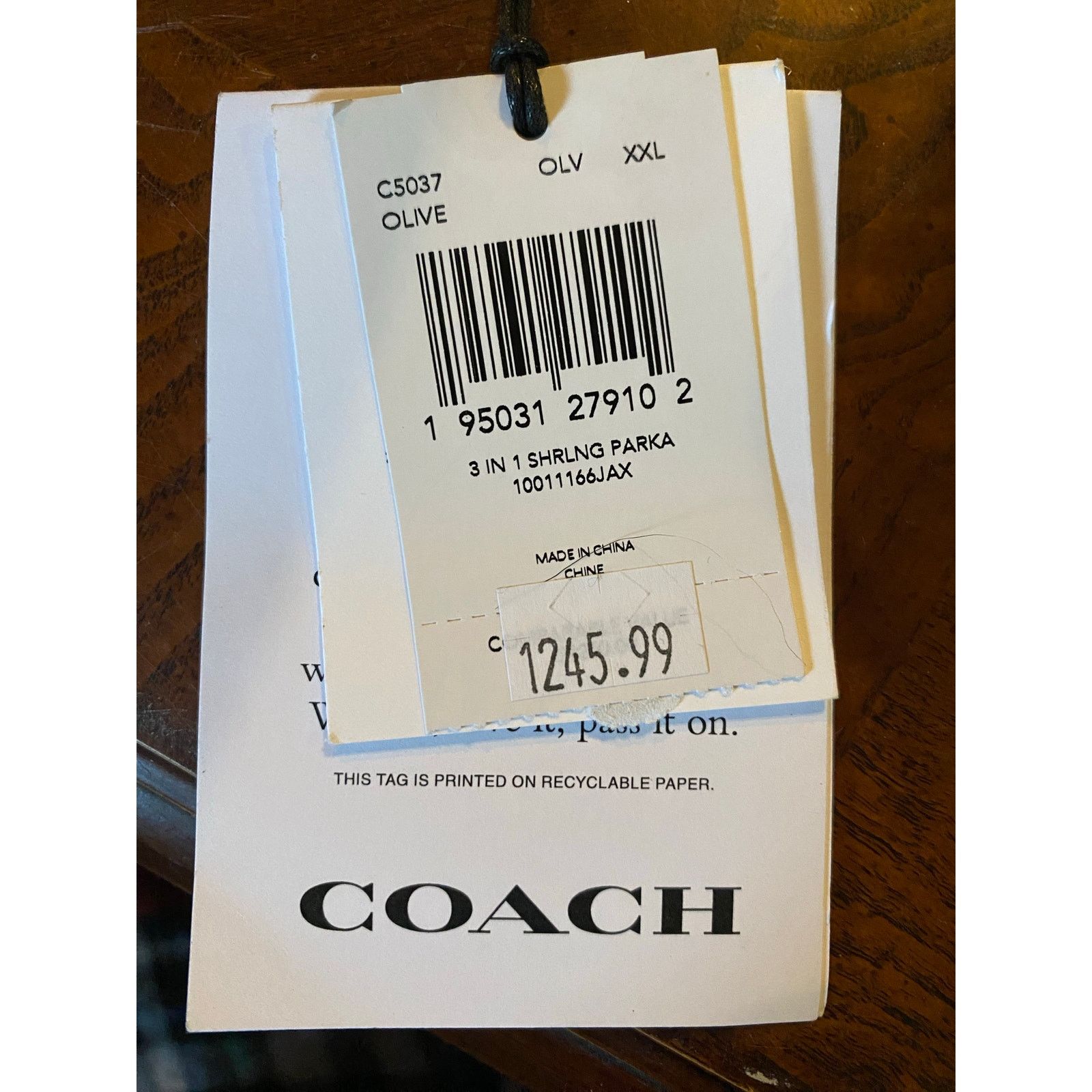Coach 3-in-1 Parka Sherling Down Puffer Removable Liner Hood