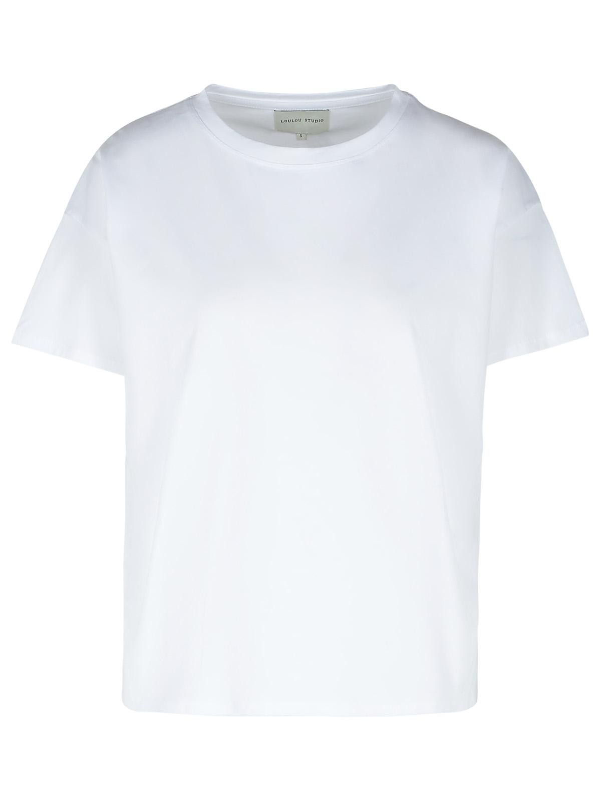 Loulou de Saison LOULOU DE SAISON 'Basiluzzo' White Cotton T-Shirt Size M / US 6-8 / IT 42-44 - 1 Thumbnail