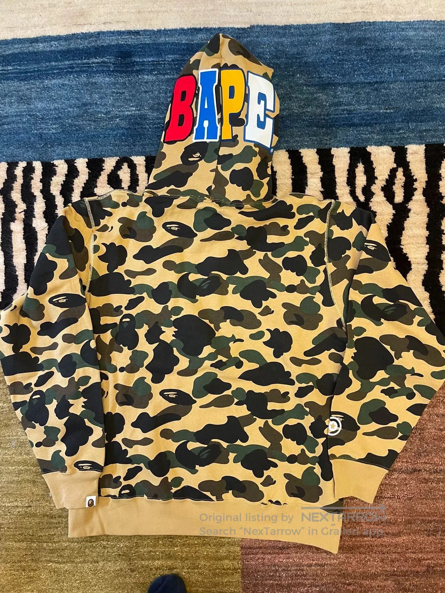 Bape Bape Classic Yellow Camo Ape Hoodie. Size US XXL / EU 58 / 5 - 6 Thumbnail