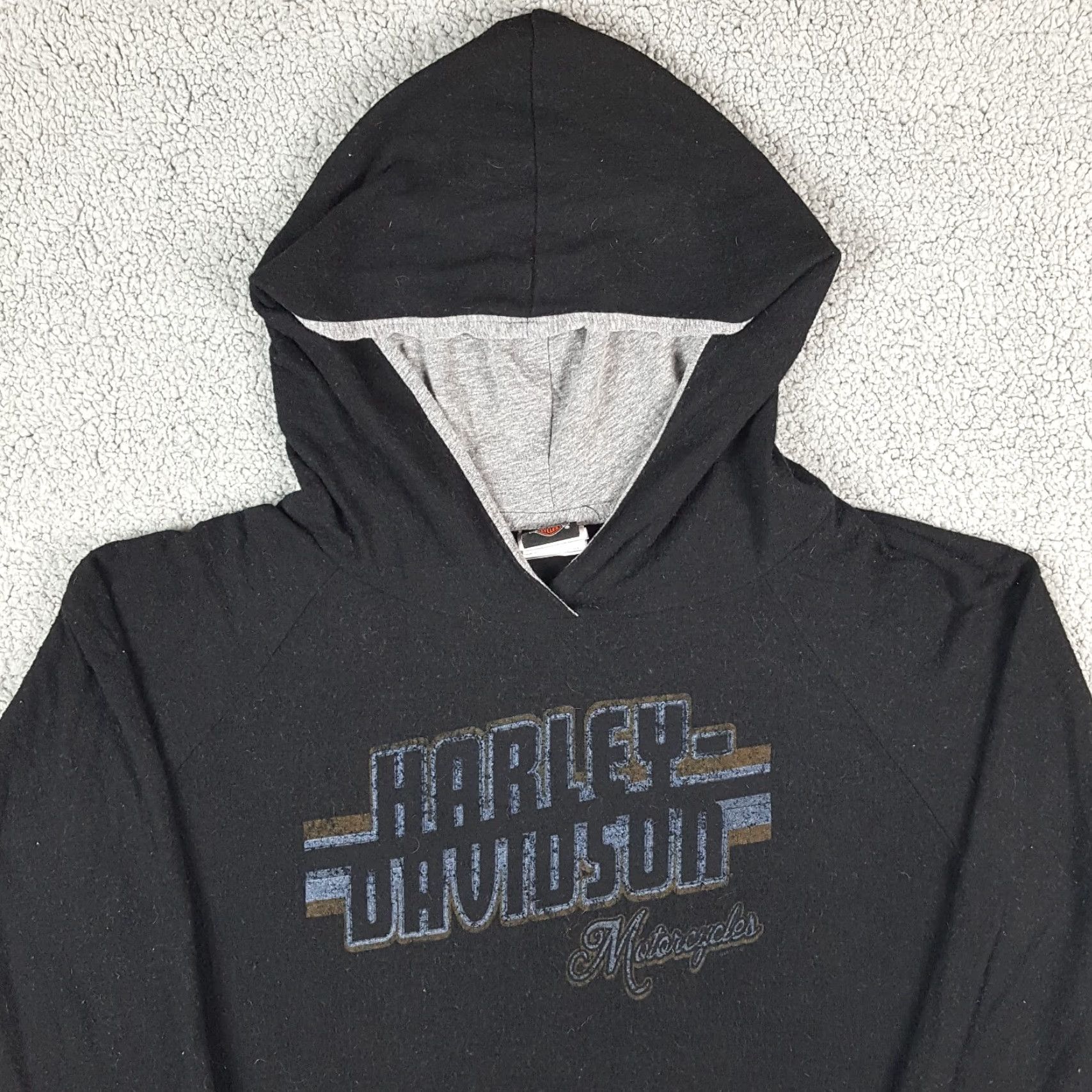 Harley Davidson VINTAGE Harley-Davidson Hoodie 2XL Black Biker Sweatshirt Fleece 90s Womens Size XXL / US 16-18 / IT 52-54 - 2 Thumbnail