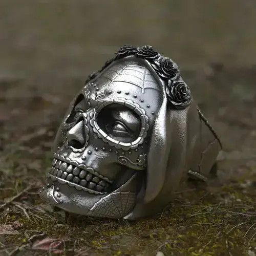 Jewelry Rose Crown Skull Ring Size ONE SIZE - 2 Thumbnail