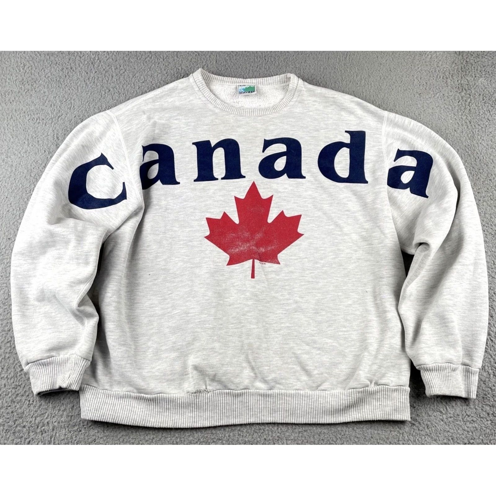 Vintage VINTAGE Waves Sweatshirt XL Gray Canada Maple Leaf 90s Men Pullover Graphic Print Size US XL / EU 56 / 4 - 2 Thumbnail